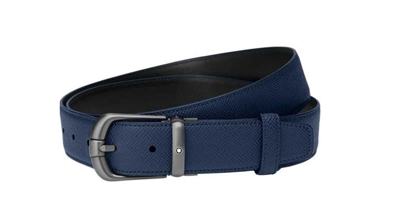 Cintura Montblanc reversibile regolabile blu/nera 126031