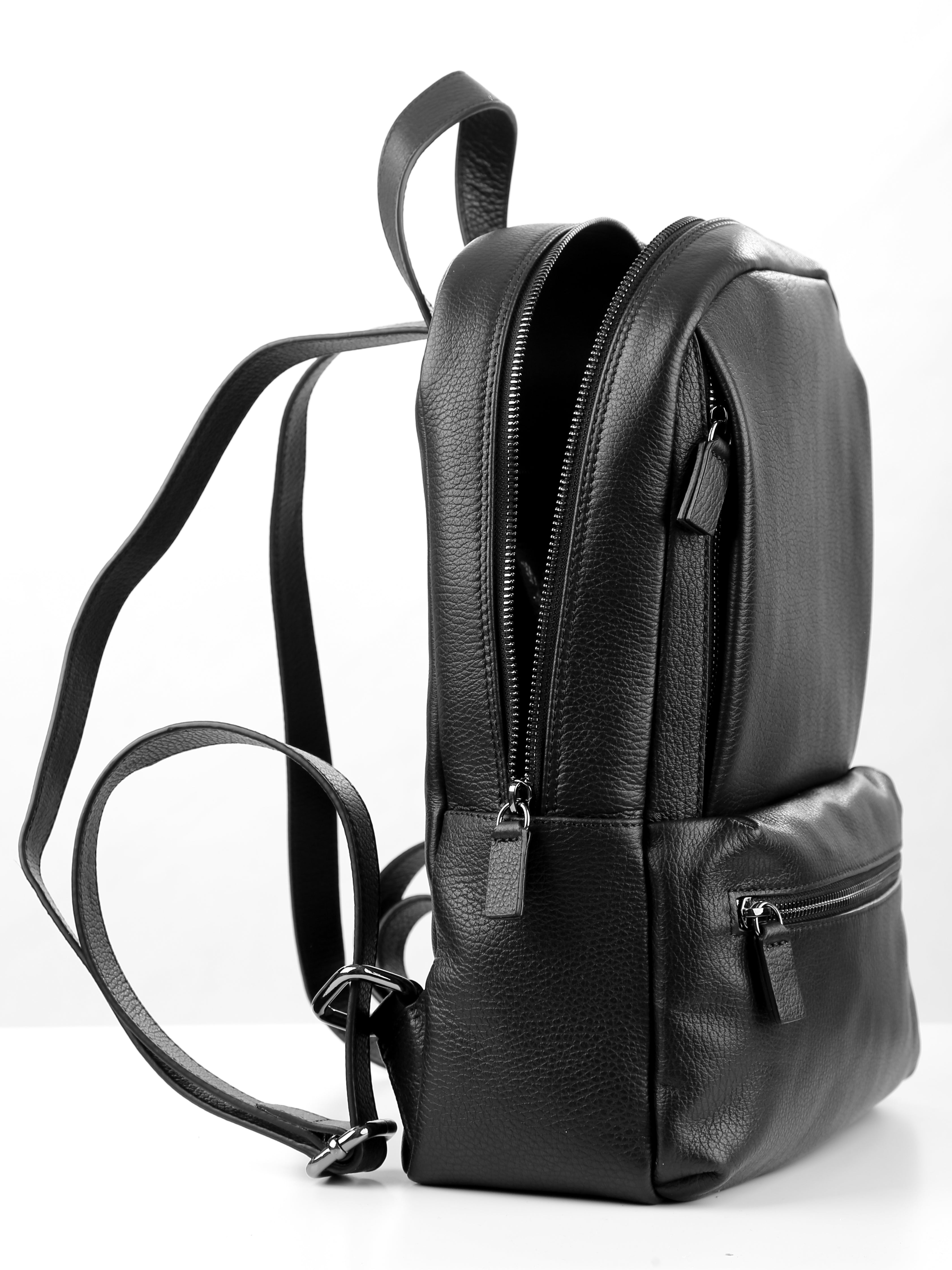 Lingua d'oca zaino in pelle martellata nero 181582.01