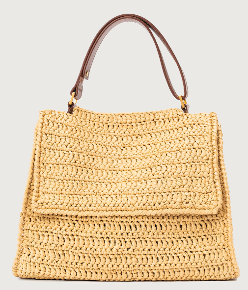 Orciani Borsa Sveva Ponza Midi a spalla in rafia intrecciata a mano