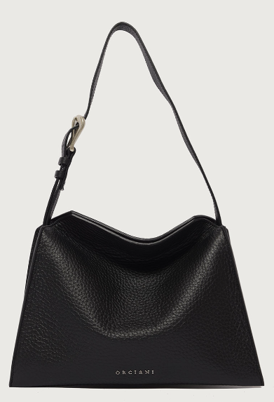 ORCIANI BORSA TRINITY SOFT SMALL A SPALLA IN PELLE MARTELLATA NERA