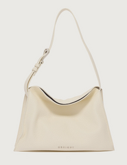 ORCIANI BORSA TRINITY SOFT SMALL A SPALLA IN PELLE MARTELLATA BIANCA