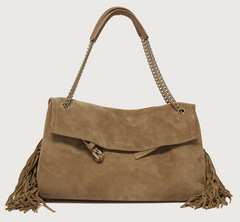 ORCIANI BORSA VENUS PEACH FRINGE MIDI A SPALLA IN SUEDE B02212PFG