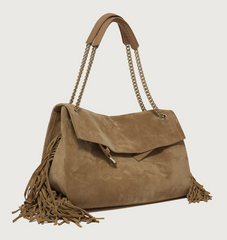 ORCIANI BORSA VENUS PEACH FRINGE MIDI A SPALLA IN SUEDE B02212PFG