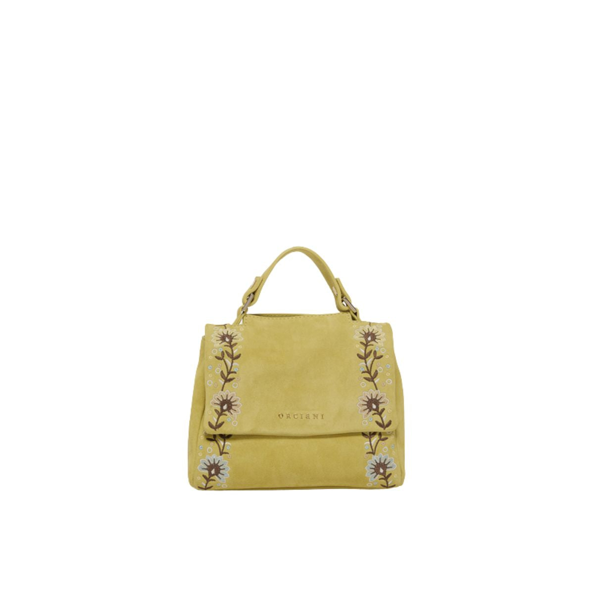 Orciani Sveva XS Peach Flowers Borsa in Pelle Scamosciata