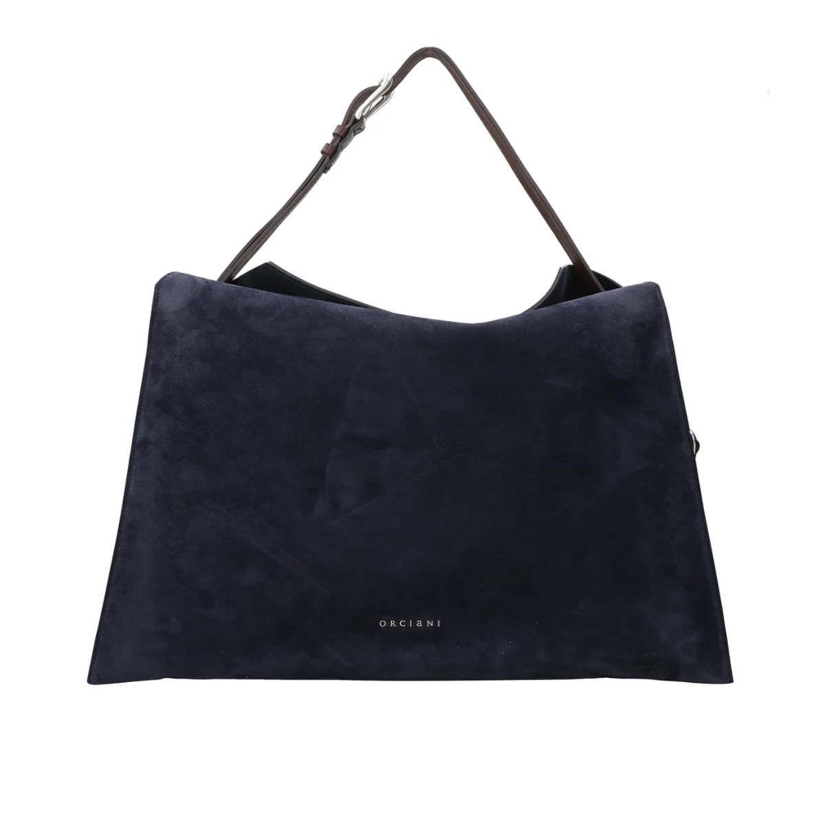Orciani Trinity L Borsa a Spalla in Suede Blu Navy