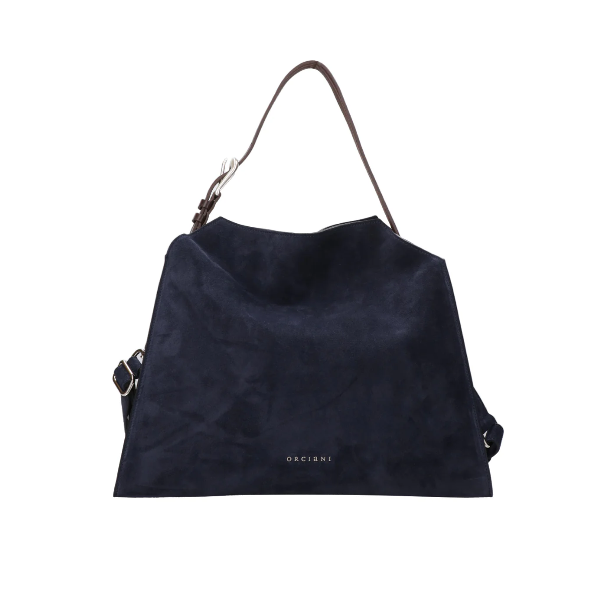 Orciani Trinity M Borsa a Spalla in Suede Blu Navy