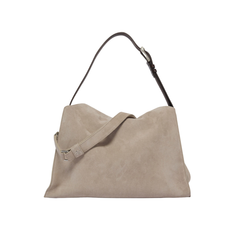 Orciani Trinity Peach Midi Borsa a Spalla in Suede Sabbia