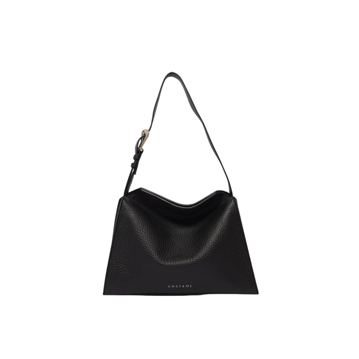 Orciani Trinity Soft Small Borsa a Spalla in Pelle Martellata Nero