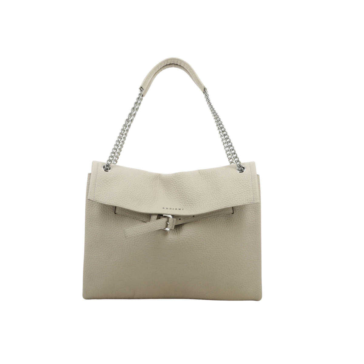 Orciani Venus Soft Midi Borsa a Spalla in Pelle Martellata Sabbia