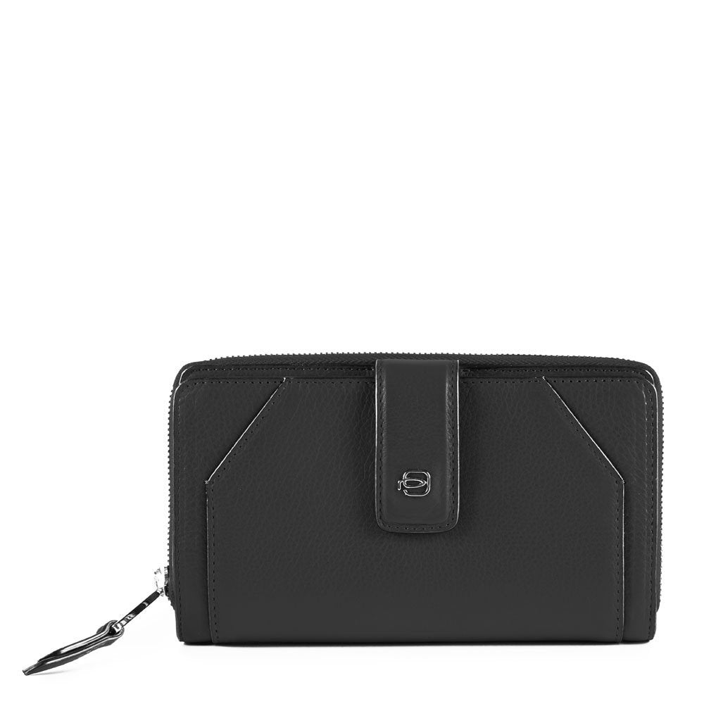 Piquadro Portafoglio Donna Con Portamonete, Porta Carte Nero PD1354MUR/N