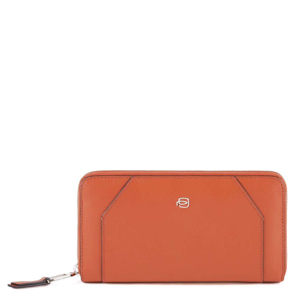 Piquadro Portafoglio Donna A 4 Soffietti Con Zip, Portamone Arancio PD1515MUR/AR