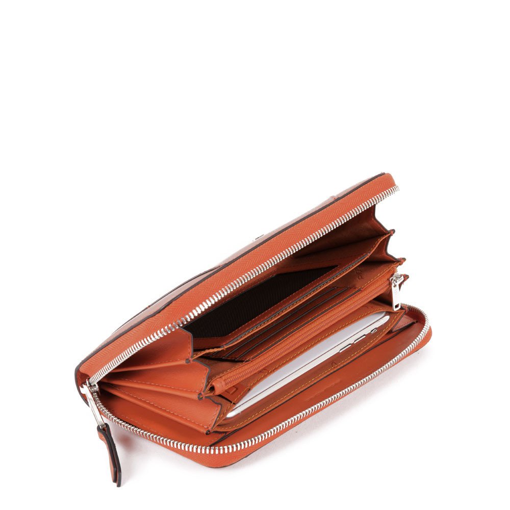 Piquadro Portafoglio Donna A 4 Soffietti Con Zip, Portamone Arancio PD1515MUR/AR