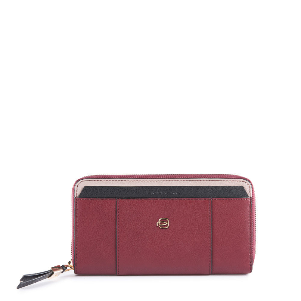 Portafoglio Donna con Zip In Pelle Rosso Mattone Piquadro PD1515W92R/R