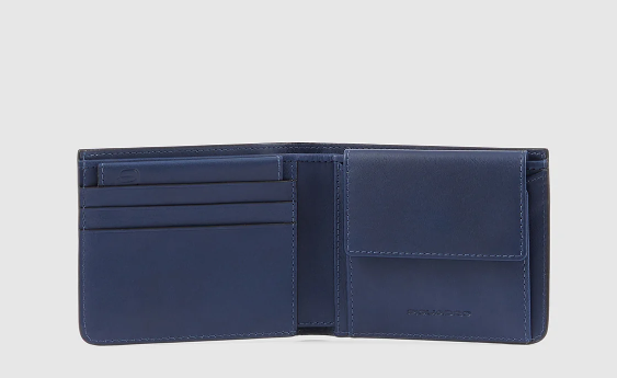 PIQUADRO PU4188W119R/BLU PORTAFOGLIO UOMO CON PORTA MONETE IN PELLE