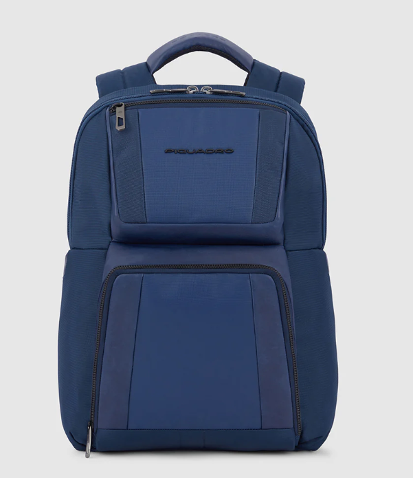 PIQUADRO CA6219W120/BLU ZAINO PC 14" IN PELLE E TESSUTO