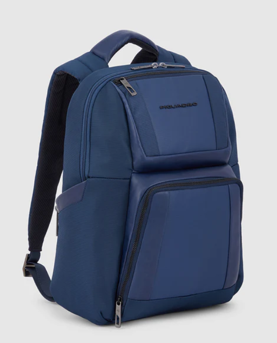 PIQUADRO CA6219W120/BLU ZAINO PC 14" IN PELLE E TESSUTO