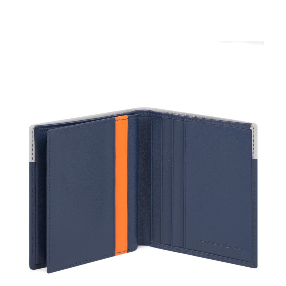 Piquadro, porta carte di credito in pelle blu/grigio PP1518UB00R/BLGR