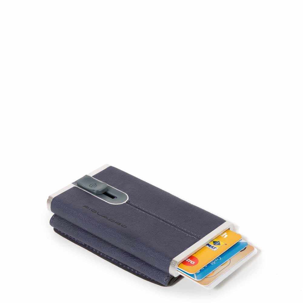 Porta Carte Di Credito Metallico Orgz.to In Pelle Blu Oceano Piquadro PP4891B3R/BLU4