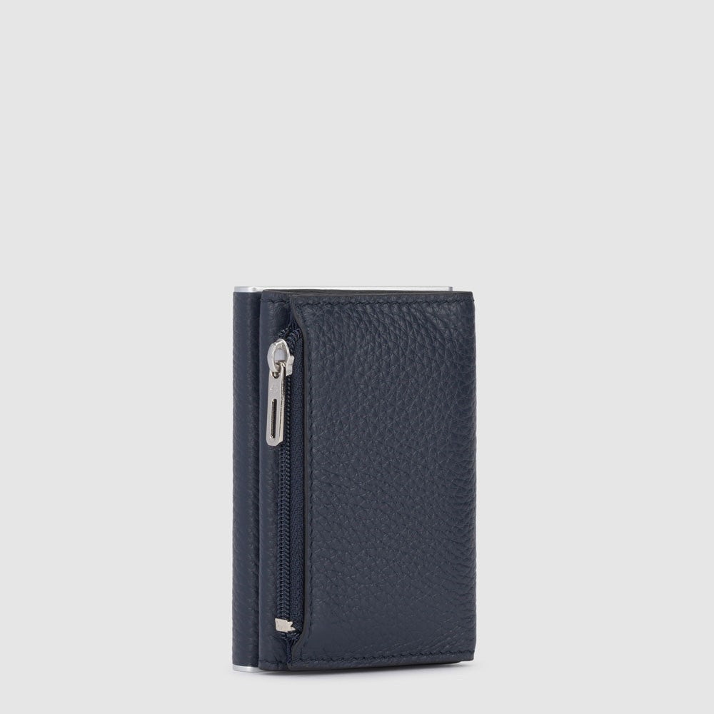 Piquadro PP5585MOSR-BLU Compact Wallet Porta Monete Con Sliding System Blu