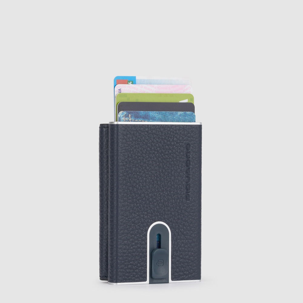 Piquadro PP5585MOSR-BLU Compact Wallet Porta Monete Con Sliding System Blu