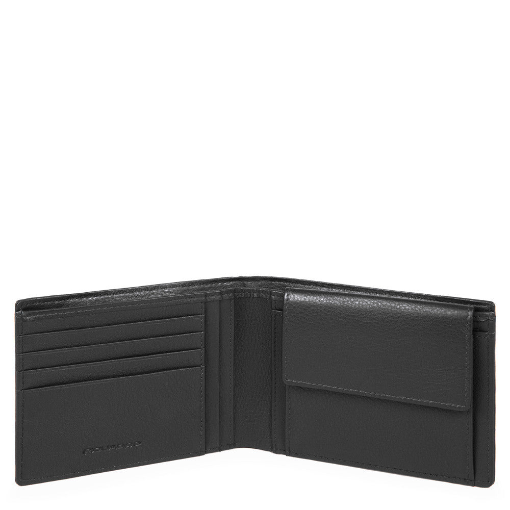 Piquadro Portafoglio Uomo Con Portamonete Chevron/nero PU257P16