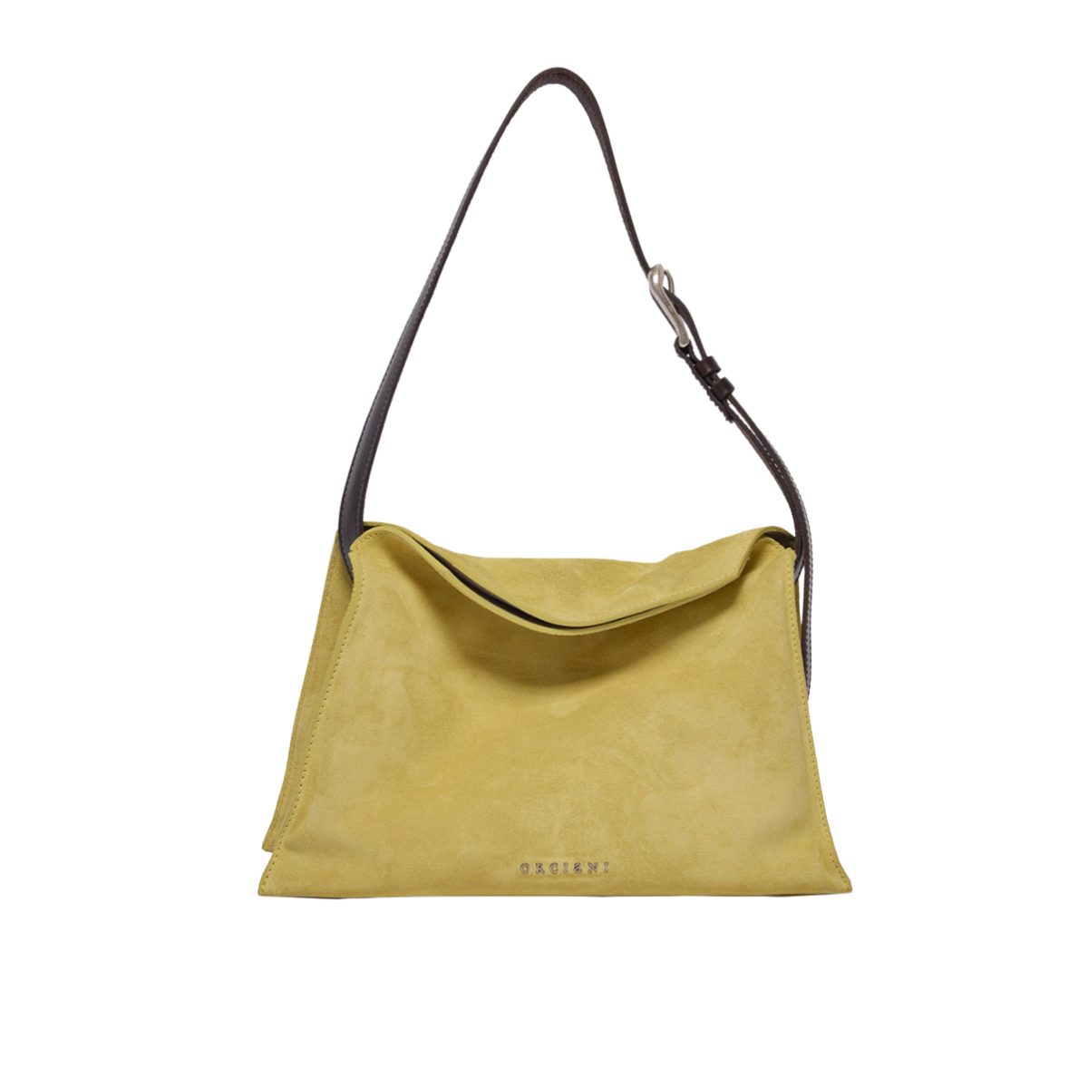 Orciani Trinity Peach Small Borsa a Spalla in Suede e Cuoio Cedro