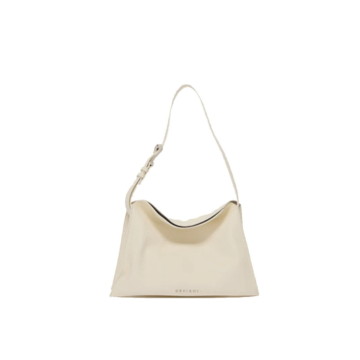 Orciani Trinity Soft Small Borsa a Spalla in Pelle Martellata Bianca