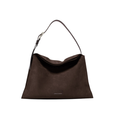 Orciani Trinity Peach Midi Borsa a Spalla in Suede e Cuoio