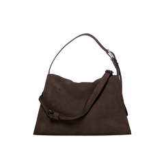 Orciani Trinity Peach Midi Borsa a Spalla in Suede e Cuoio