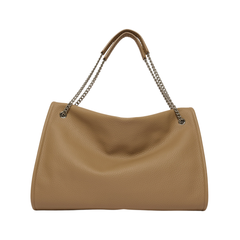 Orciani Venus Soft Large Borsa a Spalla in Pelle Martellata Biscotto