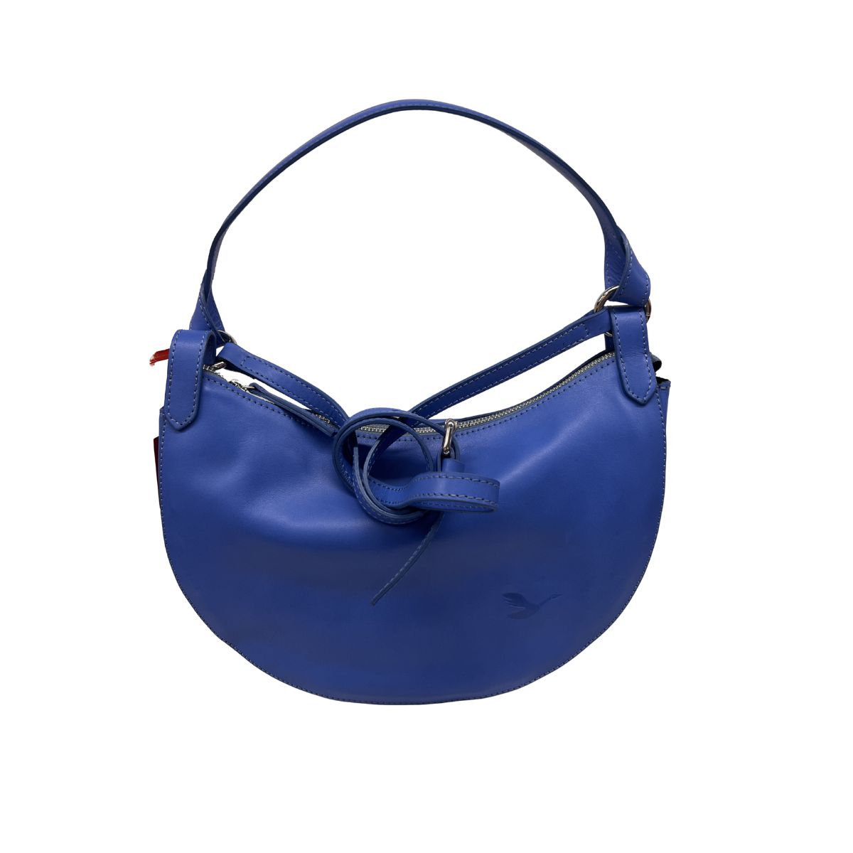 Lingua d'Oca Borsa a Spalla Donna in Pelle Blu con Tracolla