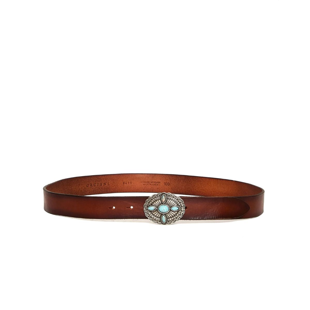 Orciani Bull Oval-Buckle Cintura in Pelle Bruciato
