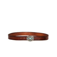 Orciani Bull Oval-Buckle Cintura in Pelle Bruciato