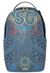 ZAINO SPRAYGROUND METALLIC PRINTED DENIM SHARK DLXSV