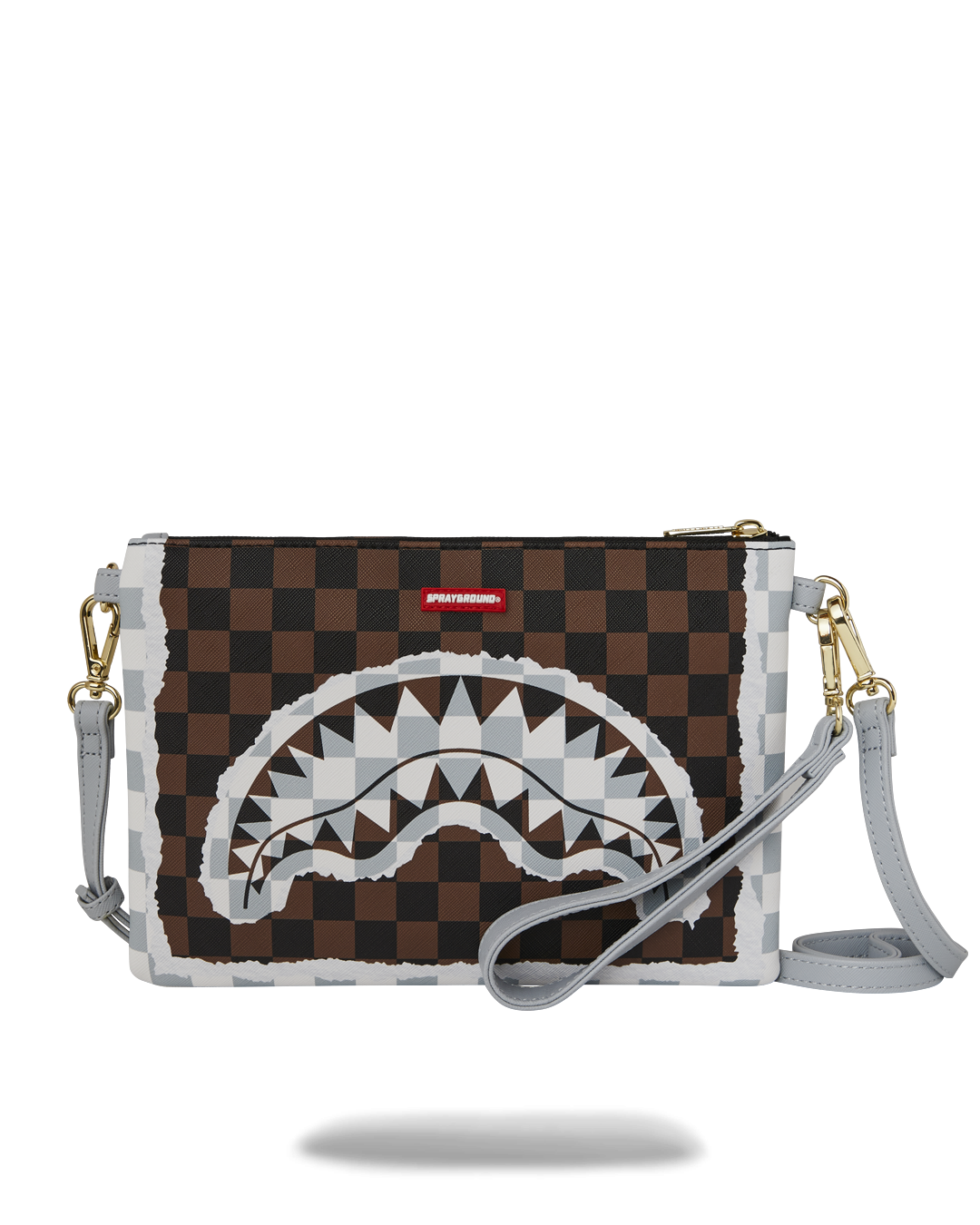 ZAINO SPRAYGROUND CREAM BROWN TEAR CHECK CROSSOVER