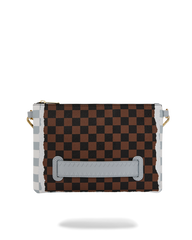 ZAINO SPRAYGROUND CREAM BROWN TEAR CHECK CROSSOVER