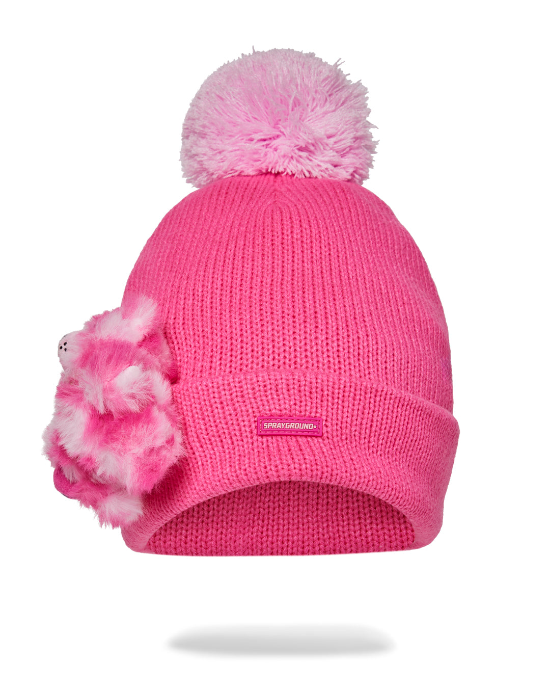 CAPPELLO SPRAYGROUND PINK BEAR PUFF BEANIE