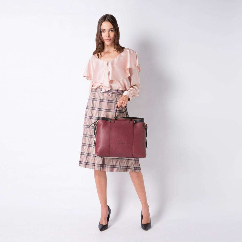 Borsa Tre Comparti In Pelle Verde/grigio/blu Piquadro BD4574W92/VE2