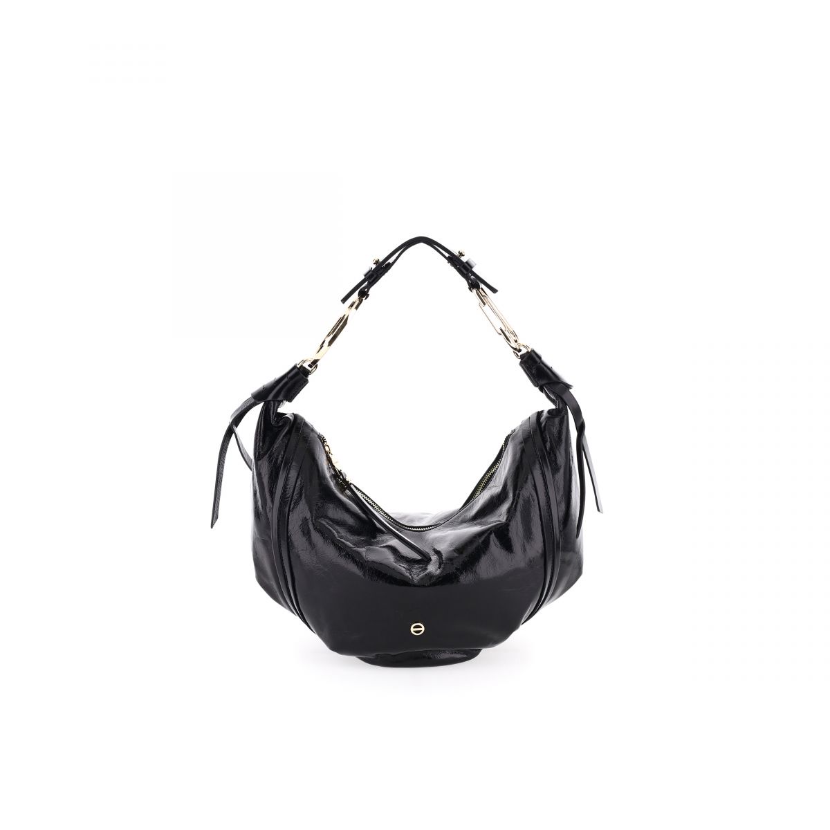 Borbonese Orbit Medium Leather Hobo Bag Black 963853757100