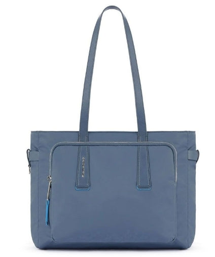 Borsa Donna Piquadro Grande Porta Computer In Tessuto Azzurro BD5743RY/AZ