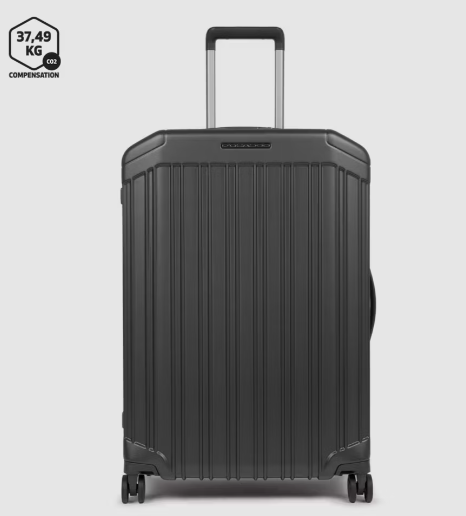 Piquadro BV4427PQL/NO Trolley Medio 4 Ruote In Policarbonato Nero Opaco