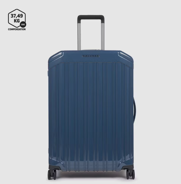 Piquadro BV4427PQL/BLUO Trolley Medio 4 Ruote In Policarbonato Blu Opaco