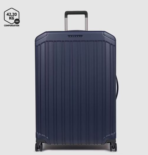 Piquadro BV4428PQL/BLUO Trolley Grande 4 Ruote In Policarbonato Blu Opaco