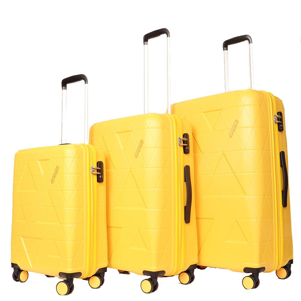 American tourister triangolo set 3 pezzi rigidi 4 ruote honey yellow 115794/6345 60G06004